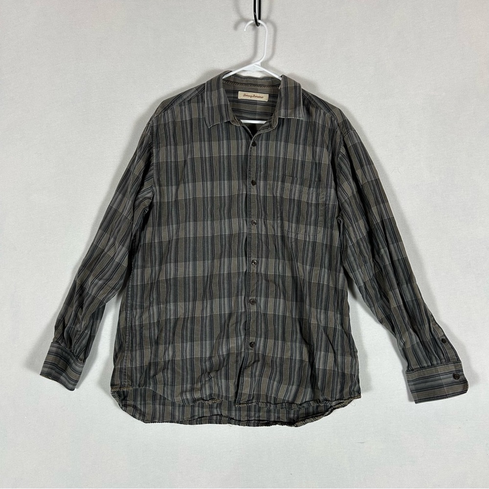 Tommy Bahama Plaid Button Up Shirt Mens L Large Casual Relaxed Multicolor